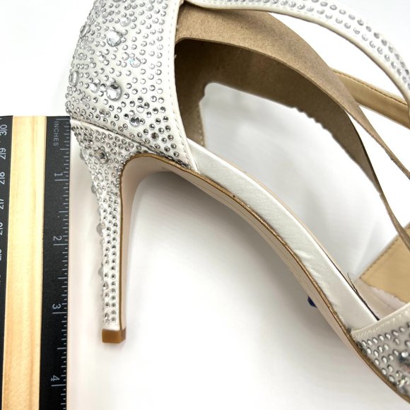 Jessica‎ Simpson Size 9 White Satin Stiletto Point Toe D'Orsay Heels Pumps Shoes - Picture 13 of 13